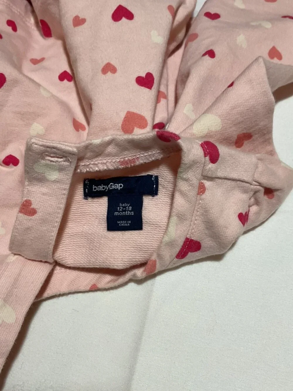 Gap Baby Girls 12-18 Months Pink Heart Bow Long Sleeve Corduroy Bottom Dress